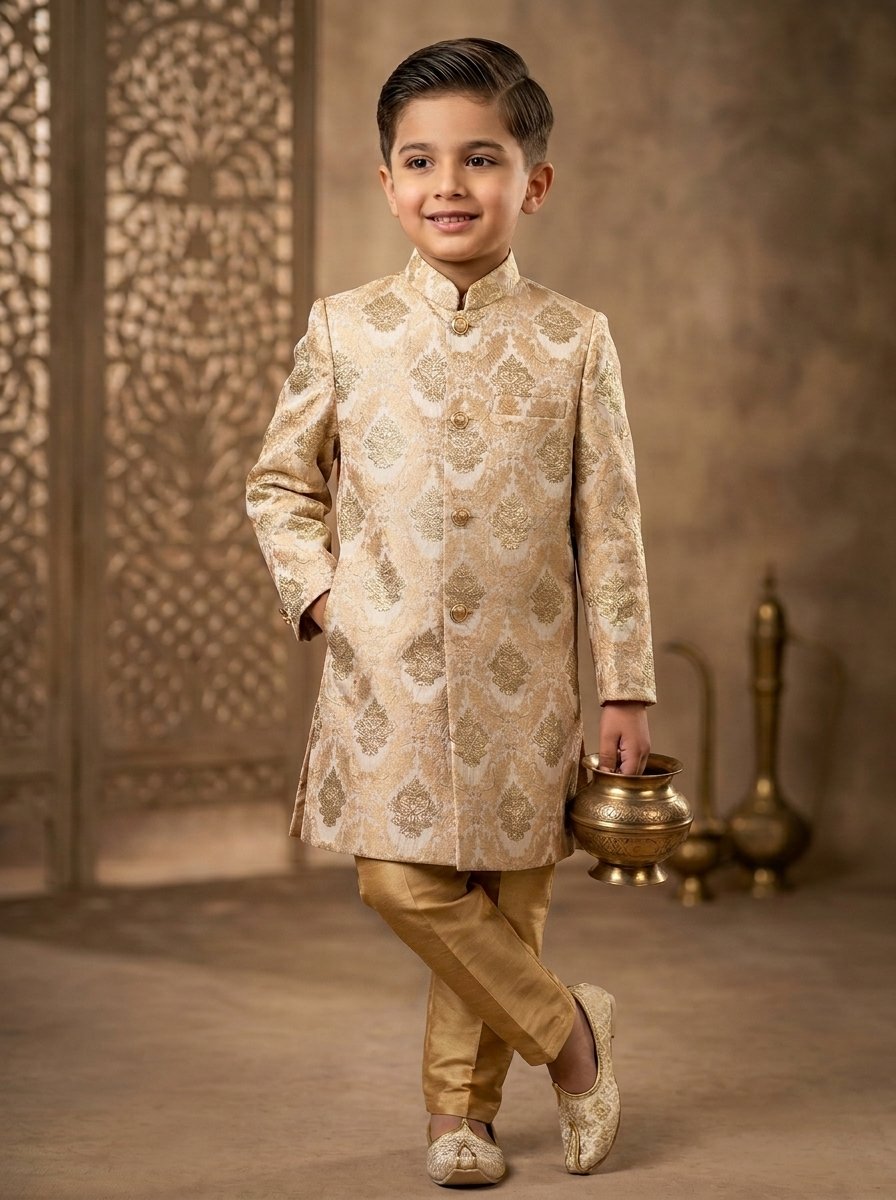 Light Skin Emroidered Sherwani